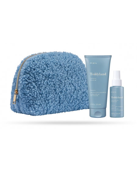 Coffret Teddyland Bleu - Lait de noisette et camomille bleue (Gel douche/eau parfumé)