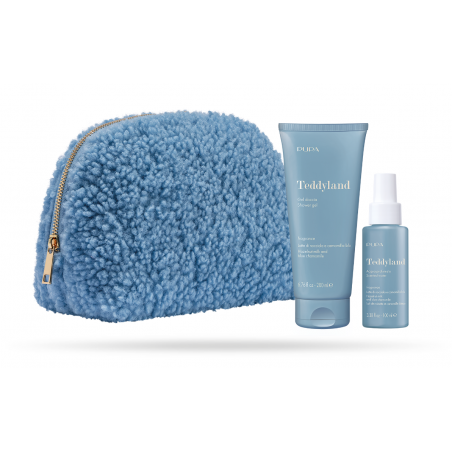 Coffret Teddyland Bleu - Lait de noisette et camomille bleue (Gel douche/eau parfumé)