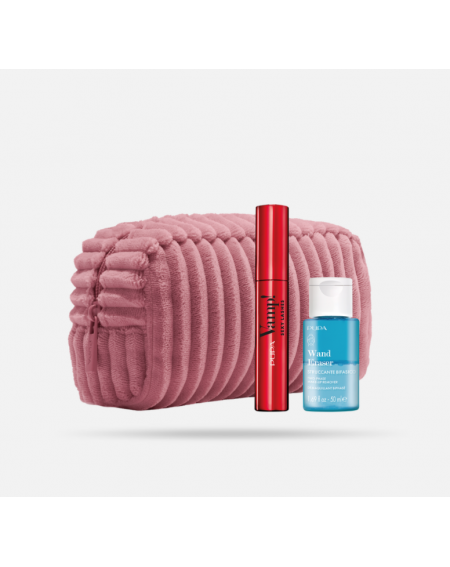 Kit VAMP! Trousse maquillage rose (mascara, démaquillant biphasé)