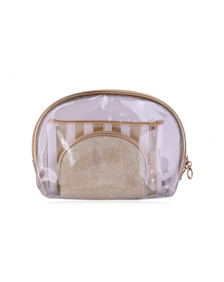Set de 3 Trousse de toilette/maquillage doré