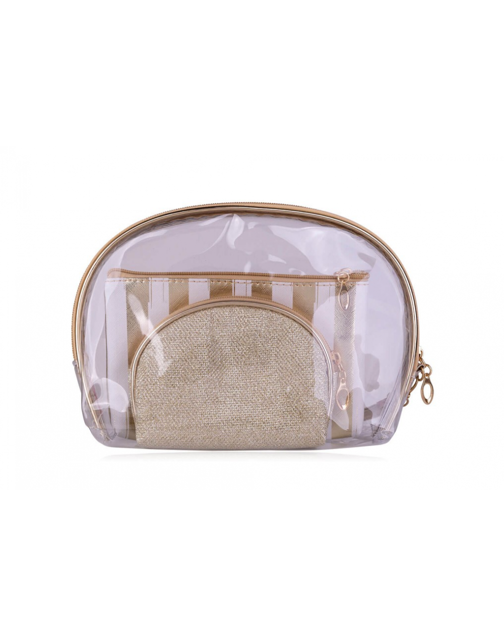 Set de 3 Trousse de toilette/maquillage doré