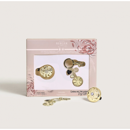 Coffret Ophelia diffuseur voiture & Porte clés Or