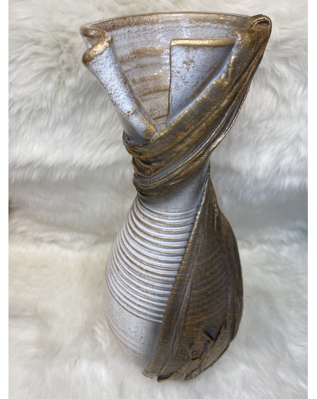 Déco Vase avec tissus Doré 40cm