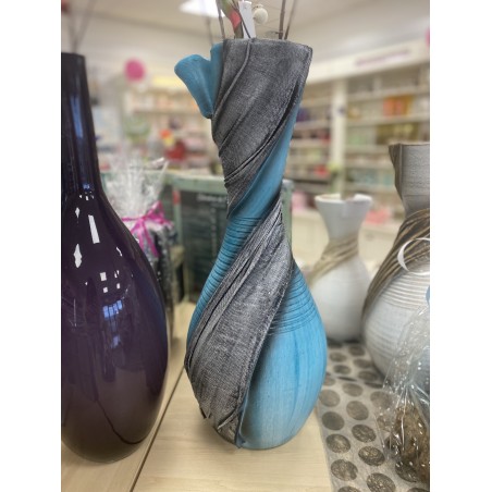 Déco Vase avec tissus Bleu Turquoise 50cm