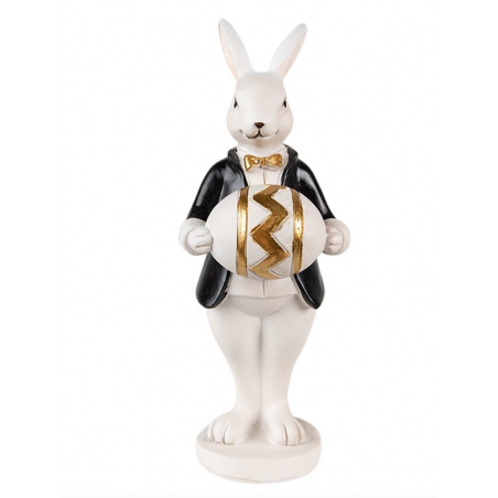 Figurine Lapin Noir et Blanc Polyrésine 15cm