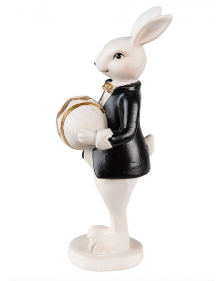 Figurine Lapin Noir et Blanc Polyrésine 15cm