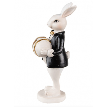 Figurine Lapin Noir et Blanc Polyrésine 15cm