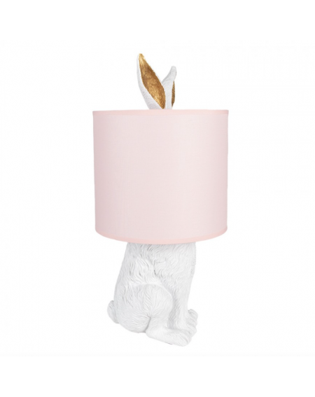 LAMPE DE TABLE LAPIN AVEC CHAPEAU ROSE 20x43cm