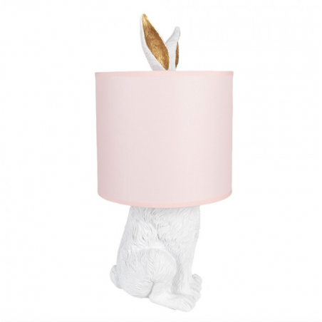 LAMPE DE TABLE LAPIN AVEC CHAPEAU ROSE 20x43cm