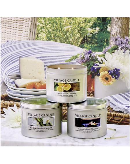 LEMON CEDAR CITRONELLA TIN BOX VILLAGE CANDLE