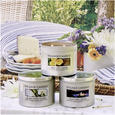 LEMON CEDAR CITRONELLA TIN BOX VILLAGE CANDLE