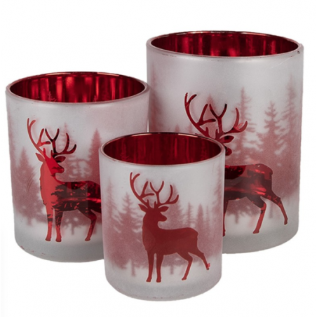 Set Photophore Blanc et Rouge Cerf