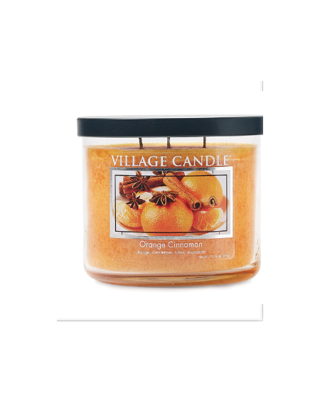 BOWL JARRE MEDIUM VILLAGE CANDLE 3 MECHES ORANGE CINNAMON